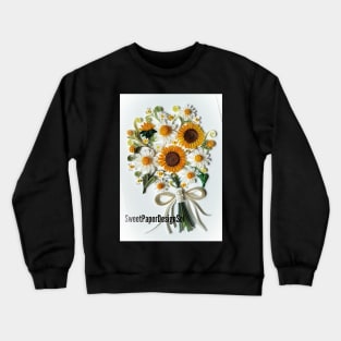 Printed Paper quilling Art. Sunflower bouquet art.handmade Crewneck Sweatshirt